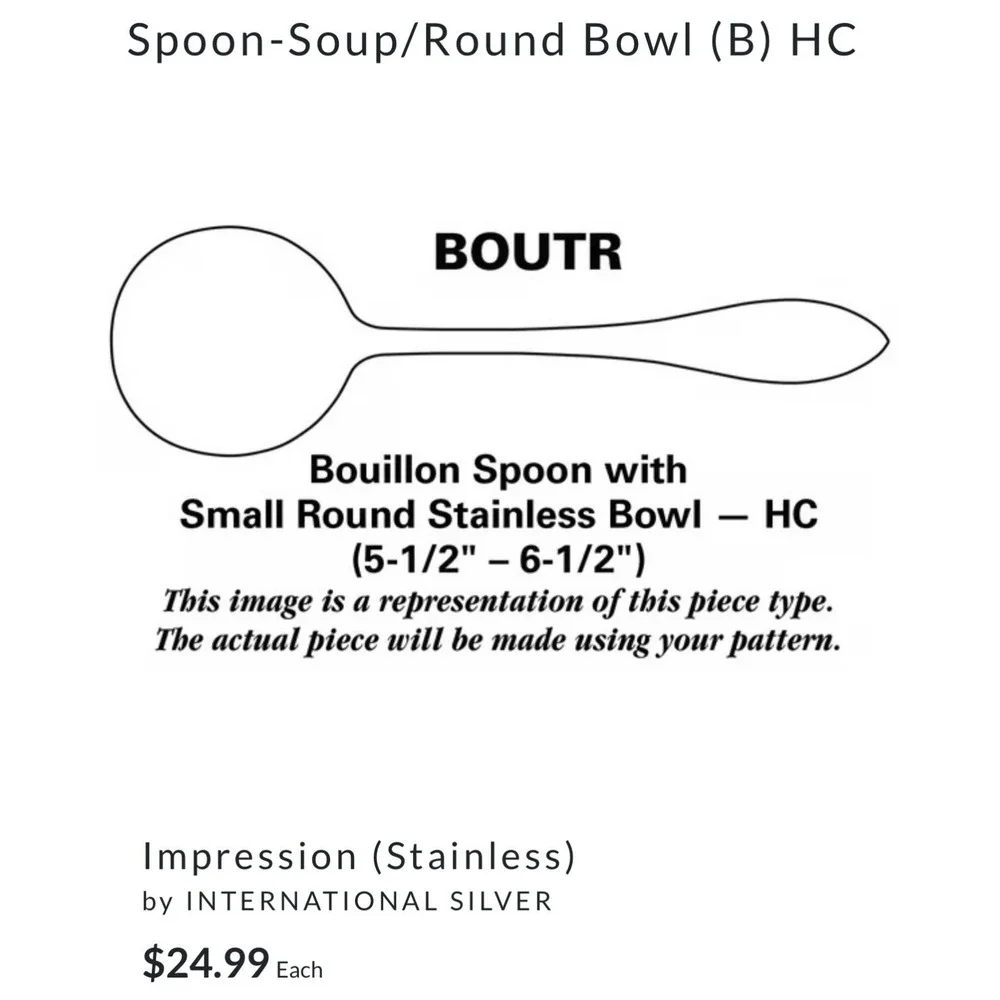 International Silver 100 stainless steel Impression Round Soup Spoon USA‎